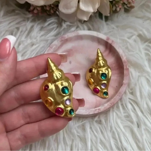 Zara Gold Colorful Shell Earrings - Picture 9 of 14